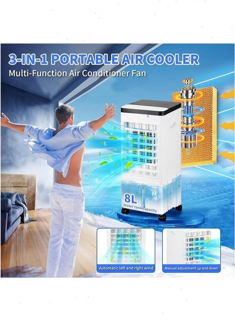 يواوليتي مبرد هواء تبخيري يتم التحكم فيه عن بعد، مكيف هواء متعدد الوظائف بثلاث سرعات، مثالي لغرف النوم والمطابخ والمكاتب والمساحات الداخلية الأخرى - Image 4